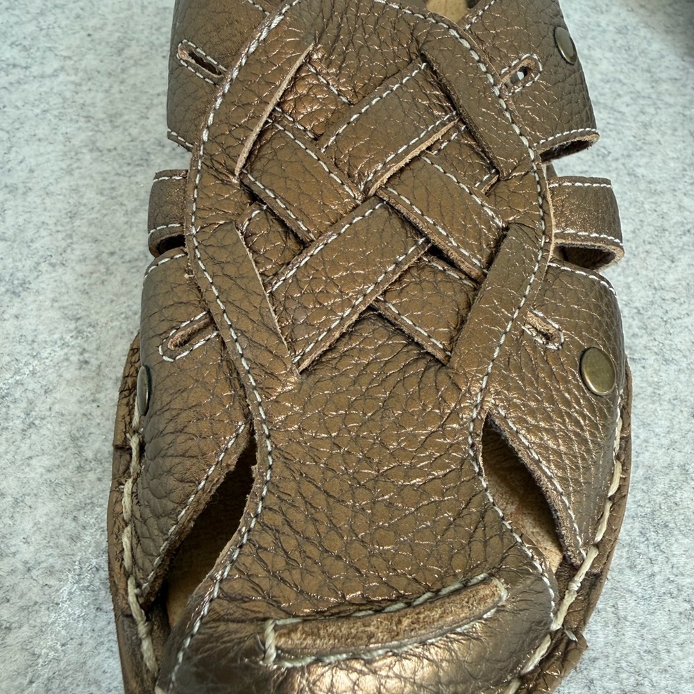 Covington Heather Bronze Leather Fisherman Comfort Slip On Slide Wedge Sandals 8 - Picture 11 of 12